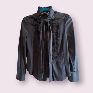 Zara Elegant Black Ruffled Blouse